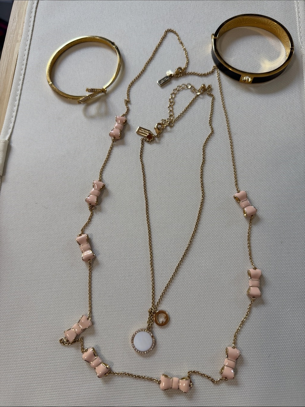 kate spade Gold-Tone Necklaces and Bracelets Set with Blush Pink Enamel Accents